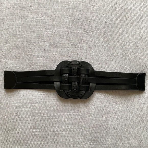 Black Leather Wide Adjustable Boho Rare Belt Size L main image 4